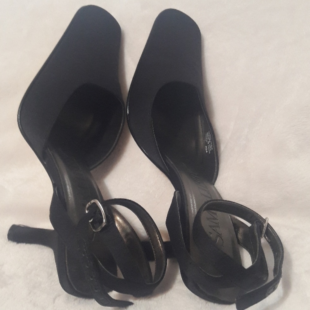 Sam & Libby Black ankle strap heels 6M - Picture 4 of 5